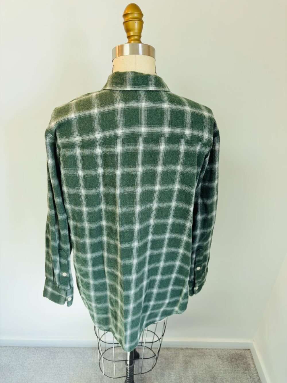 Madewell 90's Grunge/Gorpcore Oversized Forest Green Plaid Flannel Shirt - XS🌲✨ - Picture 8 of 14